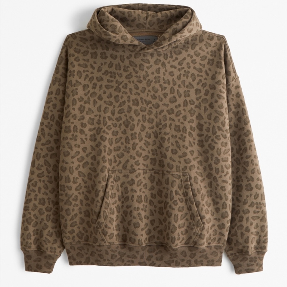 Abercrombie and Fitch Essential popover hoodie leopard